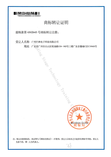 Trademark Assignment Certificate — No. 6502643